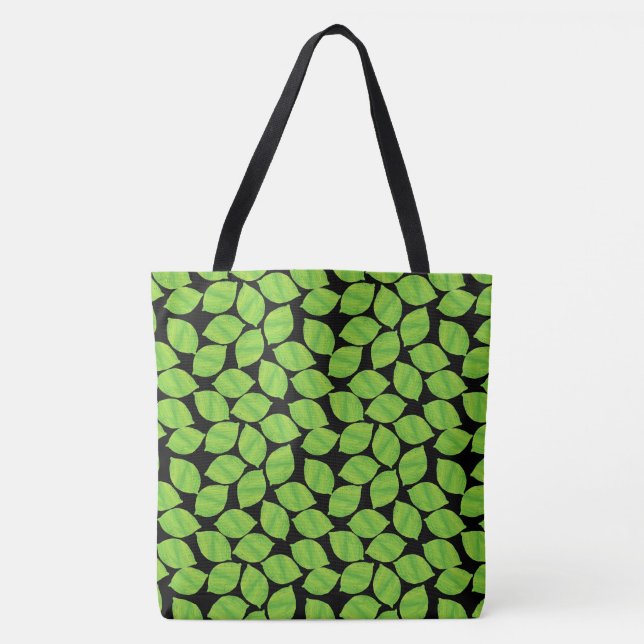 Bolso De Tela Fruity Green Limes, Black Background to Personaliz (Anverso)