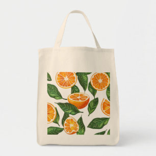 Bolso De Tela Fruta Botánica Naranja Cítrica Sin Costuras