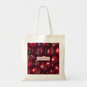 Bolso De Tela Fruta de Cereza Roja Vibrante Personalizada