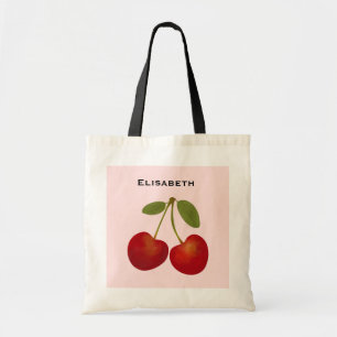 Bolso De Tela Fruta de cerezas rojas personalizada Nombre Tote B