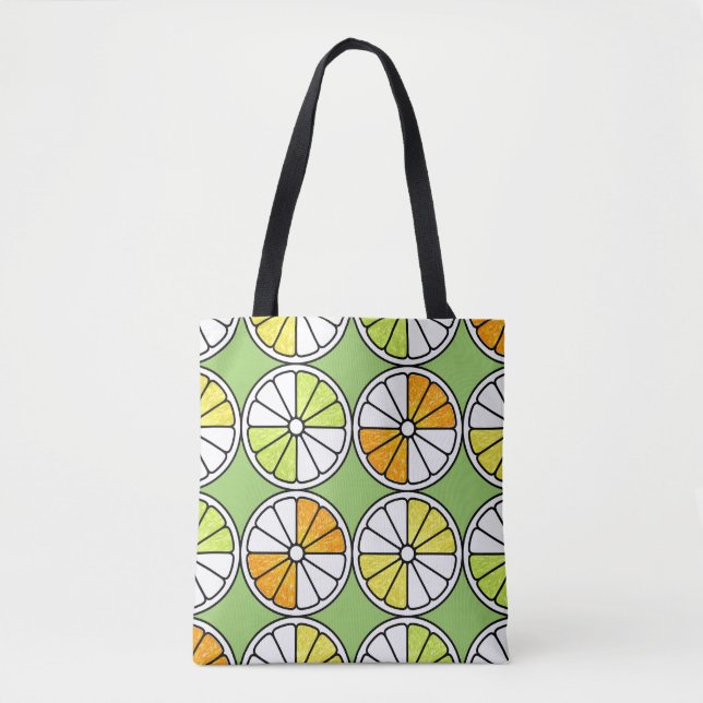 Bolso De Tela Fruta De Cítricos, Verano Sin Marea. (Anverso)