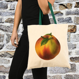 Bolso De Tela Fruta de comida vintage, melocotón orgánico maduro