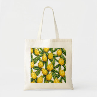 Bolso De Tela Fruta de Dragón Amarillo Patrón de Cactus Tropical