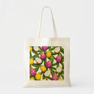 Bolso De Tela Fruta de Dragón Rosa y Amarillo Patrón Tropical