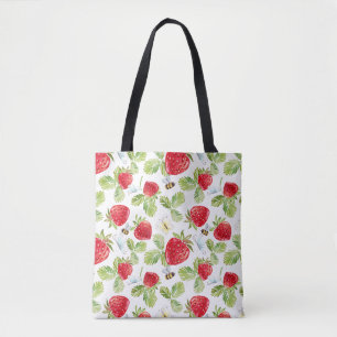 Bolso De Tela Fruta de fresa acuática, abejas y mariposas