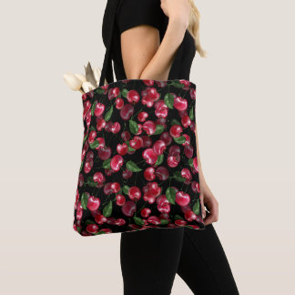 Bolso De Tela Fruta del cerezo en negro