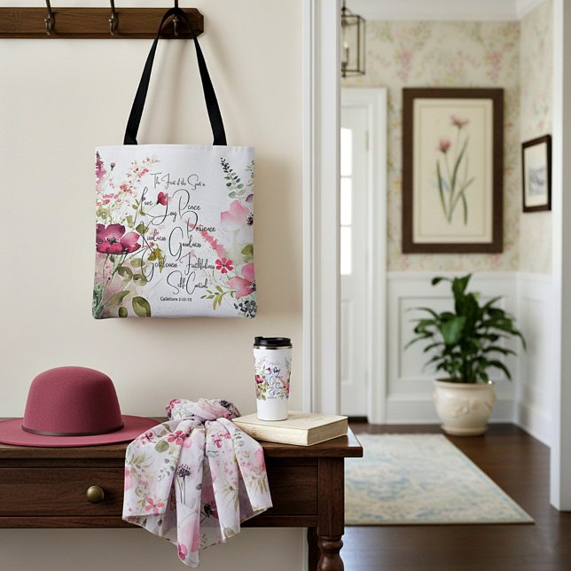 Bolso De Tela Fruta del Espíritu floral rosa (Subido por el creador)