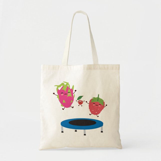 Bolso De Tela Fruta Saltando Sobre Trampoline (Frente)