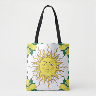 Bolso De Tela Frutas de limón cítrico tropical con flores y marc
