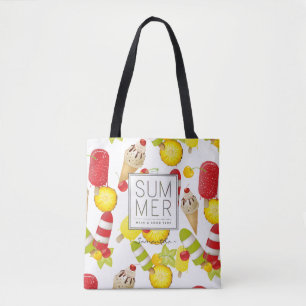Bolso De Tela Frutas de verano y diversión con helado