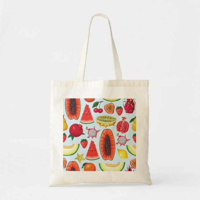 Bolso De Tela Frutas Exóticas: Impresión a la moda sin problemas (Frente)