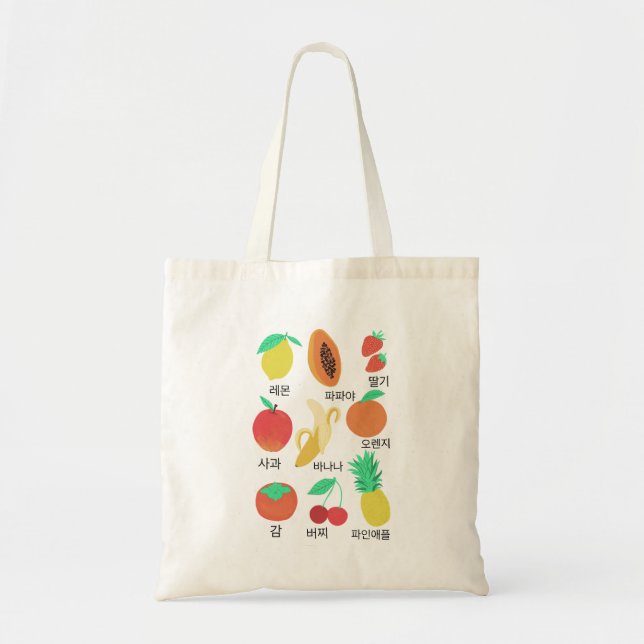 Bolso De Tela Frutas Flash Cards Corea Fruity Fun Food Art (Frente)