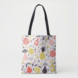 Bolso De Tela Frutas vintage, flores: patrón sin costuras.