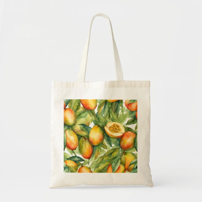 Bolso De Tela Frutas y hojas de mango  (Frente)