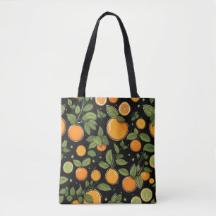 Bolso De Tela Frutas Y Hojas naranjas
