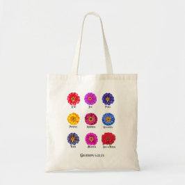 Bolso De Tela Fruto del espíritu con zinnias 