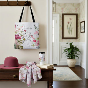 Bolso De Tela Fruto del Espíritu floral rosa