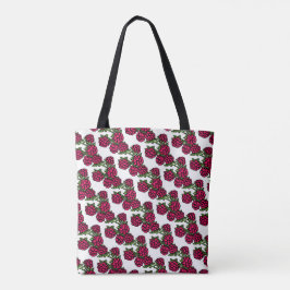 Bolso De Tela Fruto verde frambuesa con estampado