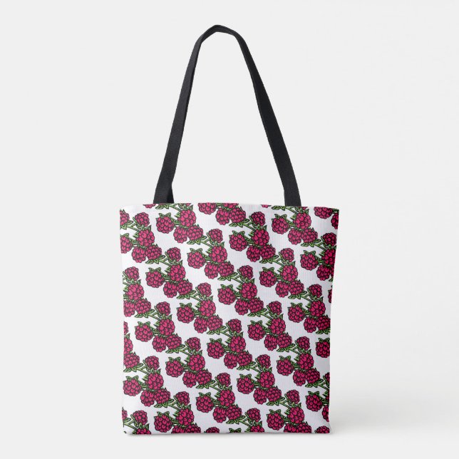 Bolso De Tela Fruto verde frambuesa con estampado (Reverso)