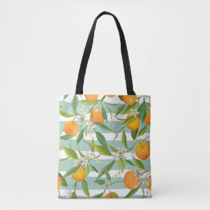 Bolso De Tela Frutos naranjas Florales: Vintage sin foco.