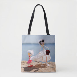 Bolso De Tela Fubby Bruidsmeisje met Bruid op strand.