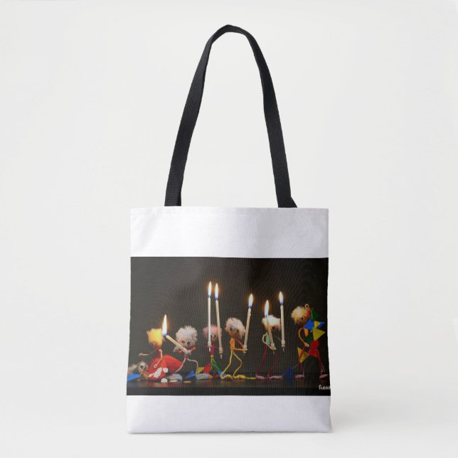 Bolso De Tela Fubby's die feestelijk met kaarsjes lopen, grappig (Anverso)