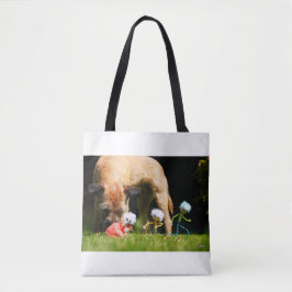 Bolso De Tela Fubby's stier scene spelend met een Hond.