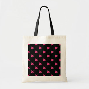 Bolso De Tela Fuchsia cruza puntos en negro