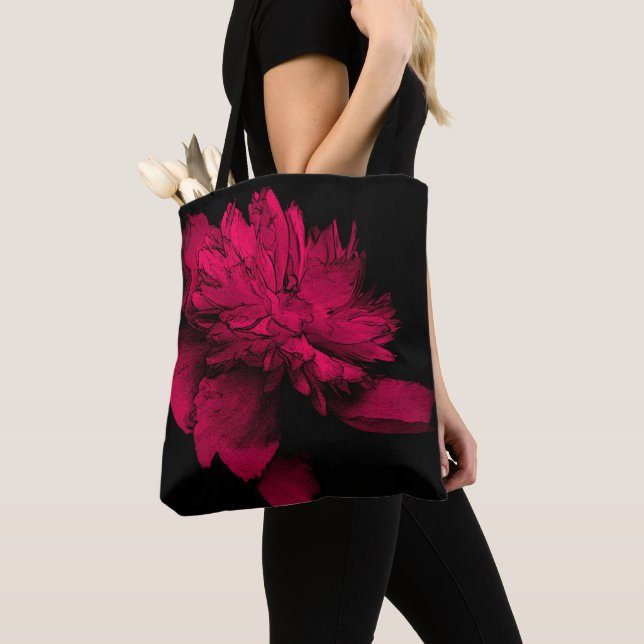 Bolso De Tela Fuchsia Peony Flower Resumen arte floral (Detalle)