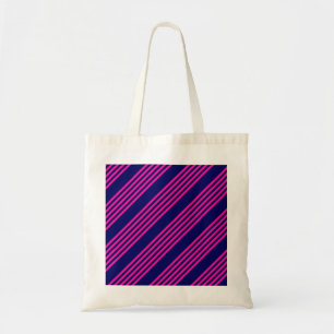 Bolso De Tela Fuchsia y azul marino de cinco rayas patrón