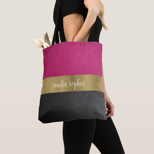Bolso De Tela Fuchsia y negro con oro (Detalle)
