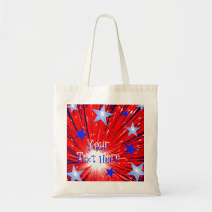 Bolso De Tela Fuego de color azul blanco rojo 'Tu texto' en la b