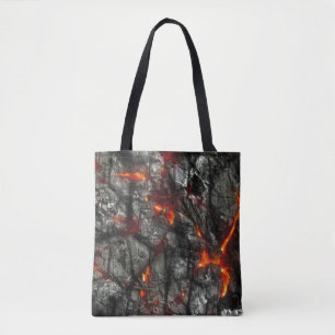 Bolso De Tela Fuego rojo, piedra negra fantástica textura abstra