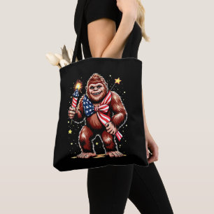 Bolso De Tela Fuegos Artificiales Bigfoot 4 de Julio Sasquatch E