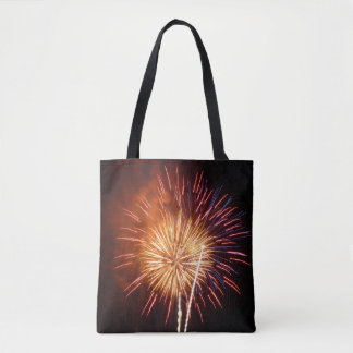 Bolso De Tela Fuegos artificiales rojos, blancos y azules I Patr