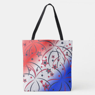 Bolso De Tela Fuegos artificiales sobre rojo blanco azul