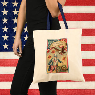 Bolso De Tela Fuegos artificiales vintage del 4 de julio con Tío