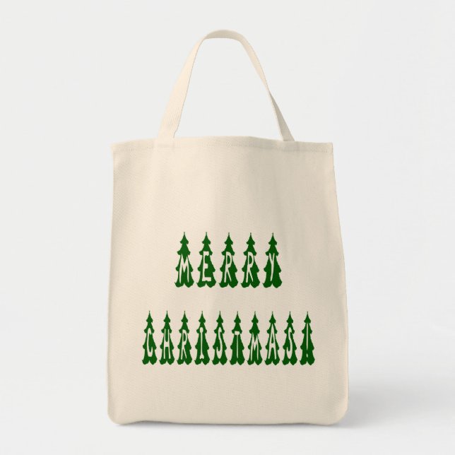 Bolso De Tela Fuente de árbol de navidad de Feliz (Frente)