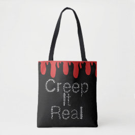 Bolso De Tela Fuente dibujada a mano Creep it Real Sangre Hallow