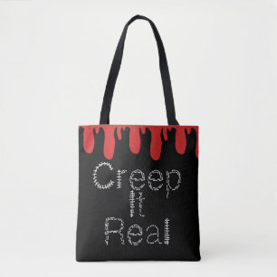 Bolso De Tela Fuente dibujada a mano Creep it Real Sangre Hallow
