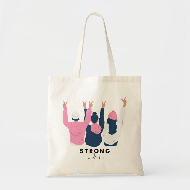 Bolso De Tela Fuerte y bella cita Inspiradora 3 mujeres (Frente)