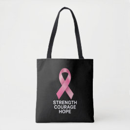 Bolso De Tela Fuerza Coraje Esperanza: Conciencia del Cáncer Sup