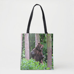 Bolso De Tela Fuerza de la Naturaleza: Oso Pardo de Pie en el Bo