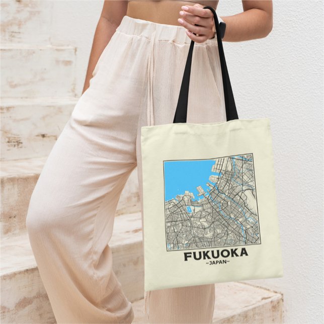 Bolso De Tela Fukuoka, Japan, City Map Tote Bag (Subido por el creador)