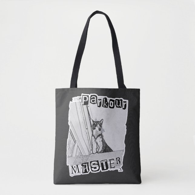 Bolso De Tela Fun Active Parkour Master Punk Kitty Design (Anverso)