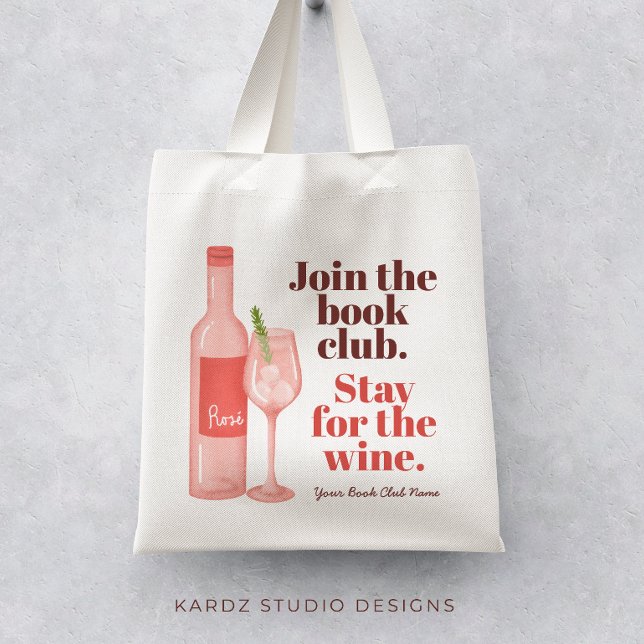 Bolso De Tela Fun Book Club Tote Bag (Personalize this fun tote bag with your name or your book club name and enjoy the wine with friends.)