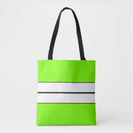 Bolso De Tela Fun Bright Lime Green Black Carreras Strips