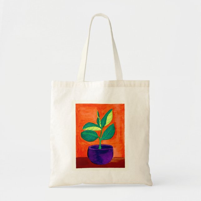Bolso De Tela Fun Bright Planta Potant Ilustracion Tote Bag (Frente)