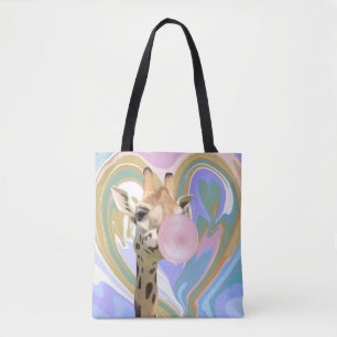 Bolso De Tela Fun Bubblegum Bearing Giraffe Liquid Swirl Blue