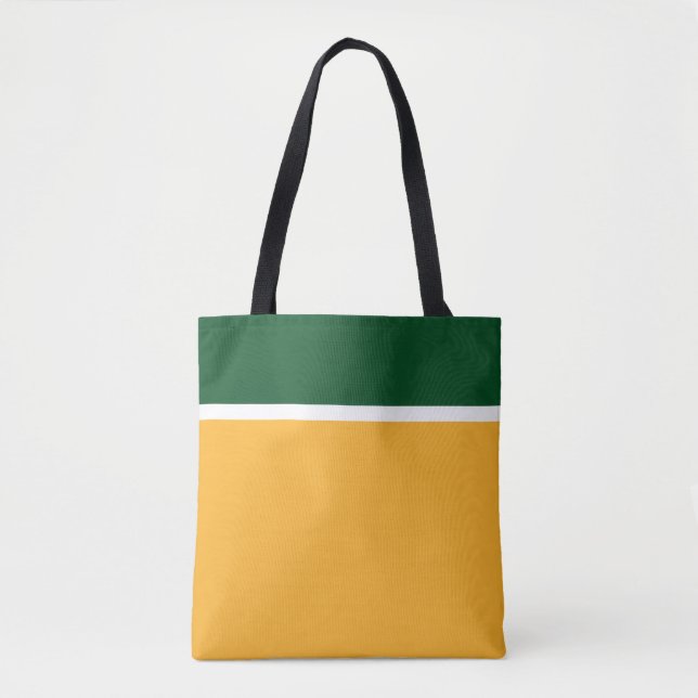 Bolso De Tela Fun Camp Green White Top Strips On Golden Yellow (Anverso)